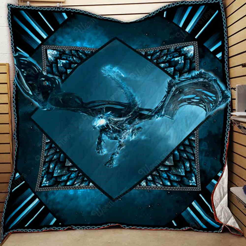 Blue Fantasy Dragon 3D Quilt Blanket