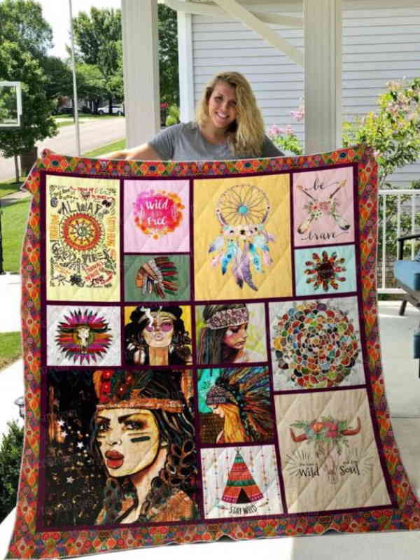 Boho Girl Quilt Blanket