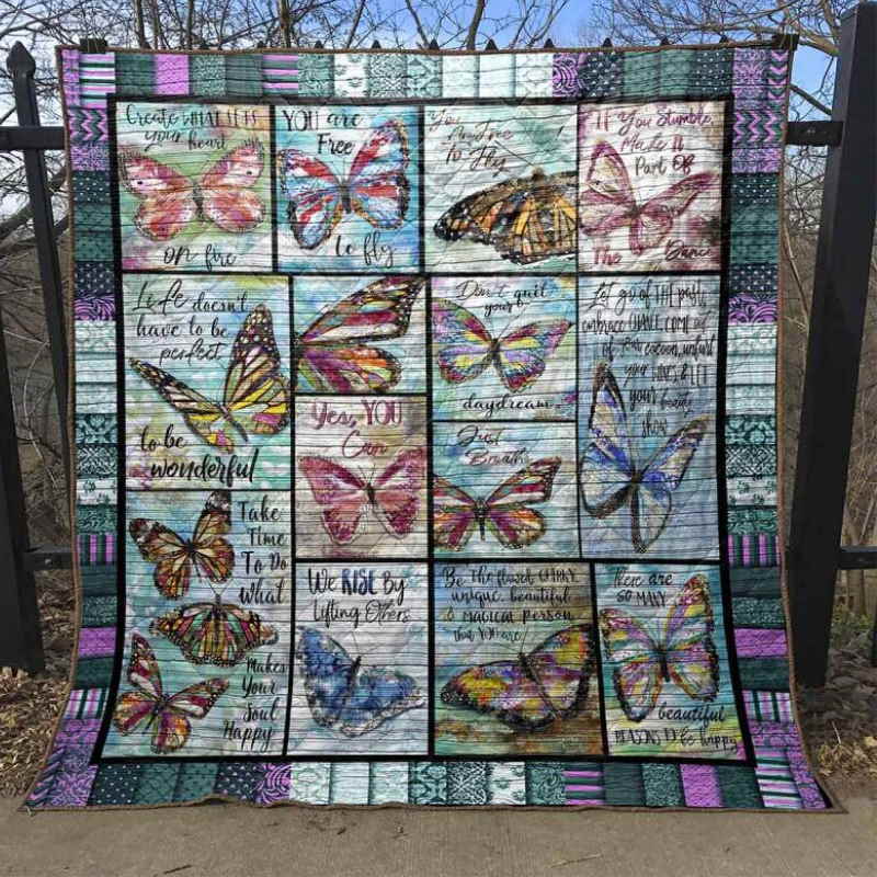 Butterfly You Are Free To Fly Christmas Gift Quilt Blanket