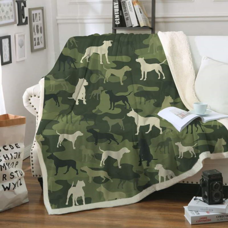 Camouflage Dogo Argentino All Over Print Quilt Blanket