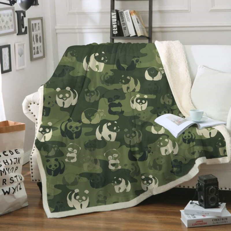 Camouflage Panda All Over Print Quilt Blanket