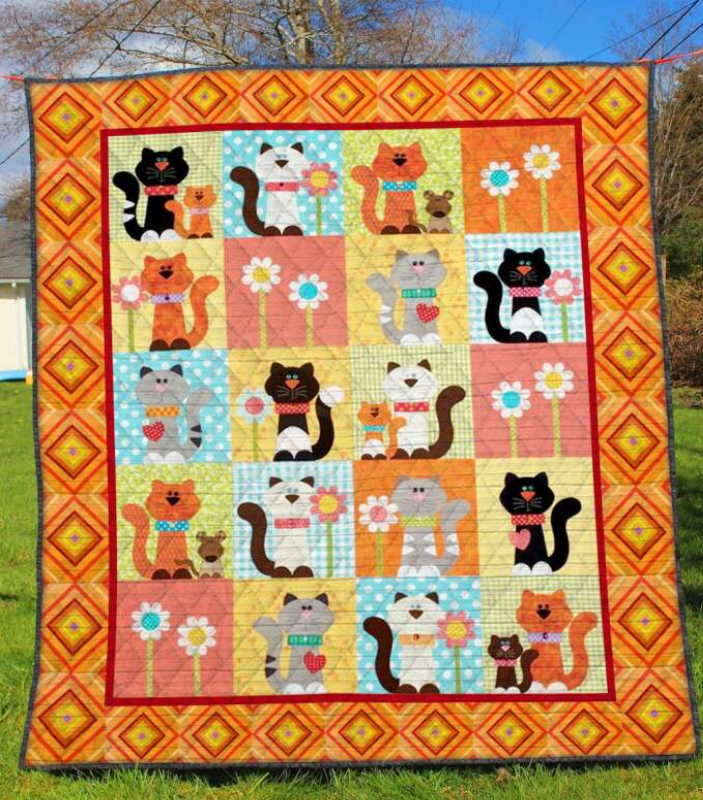 Cat All Over Printed Quilt Blanket