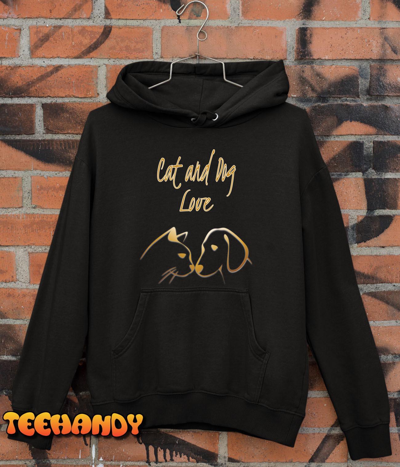 Cat and Dog Love, Elegant, Pet Family, Pullover Hoodie