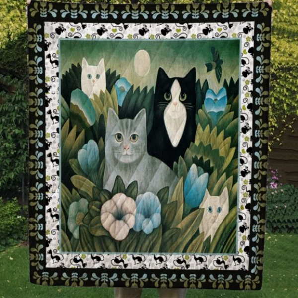 Cat And Flower 3D Quilt Blanket