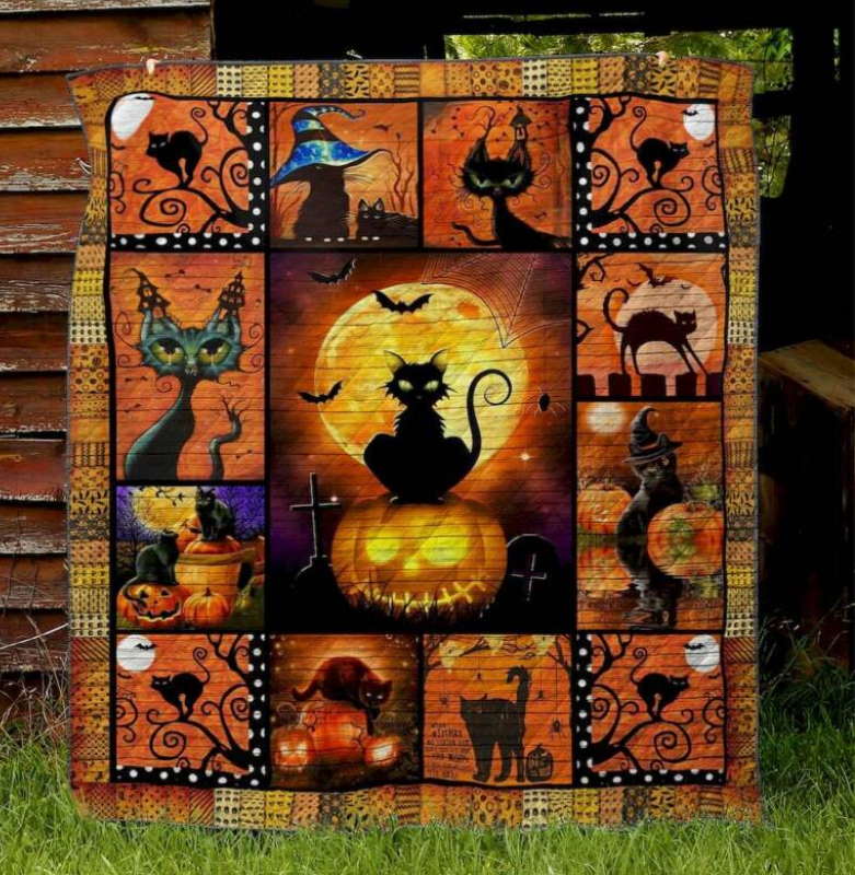 Cat Halloween Cat Quilt Blanket