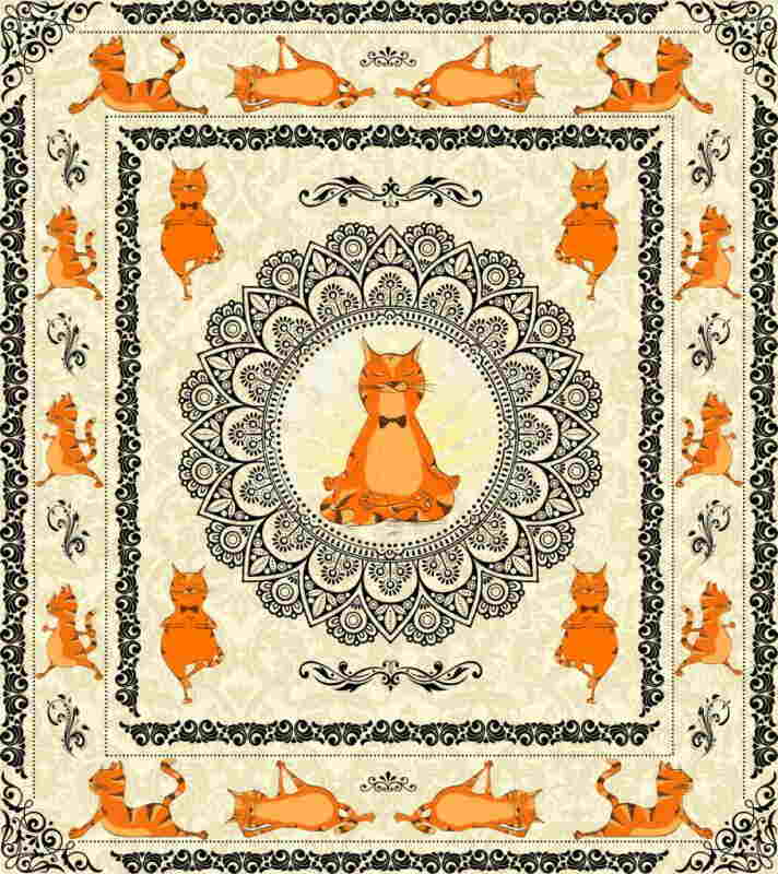 Cat Yoga Quilt Blanket