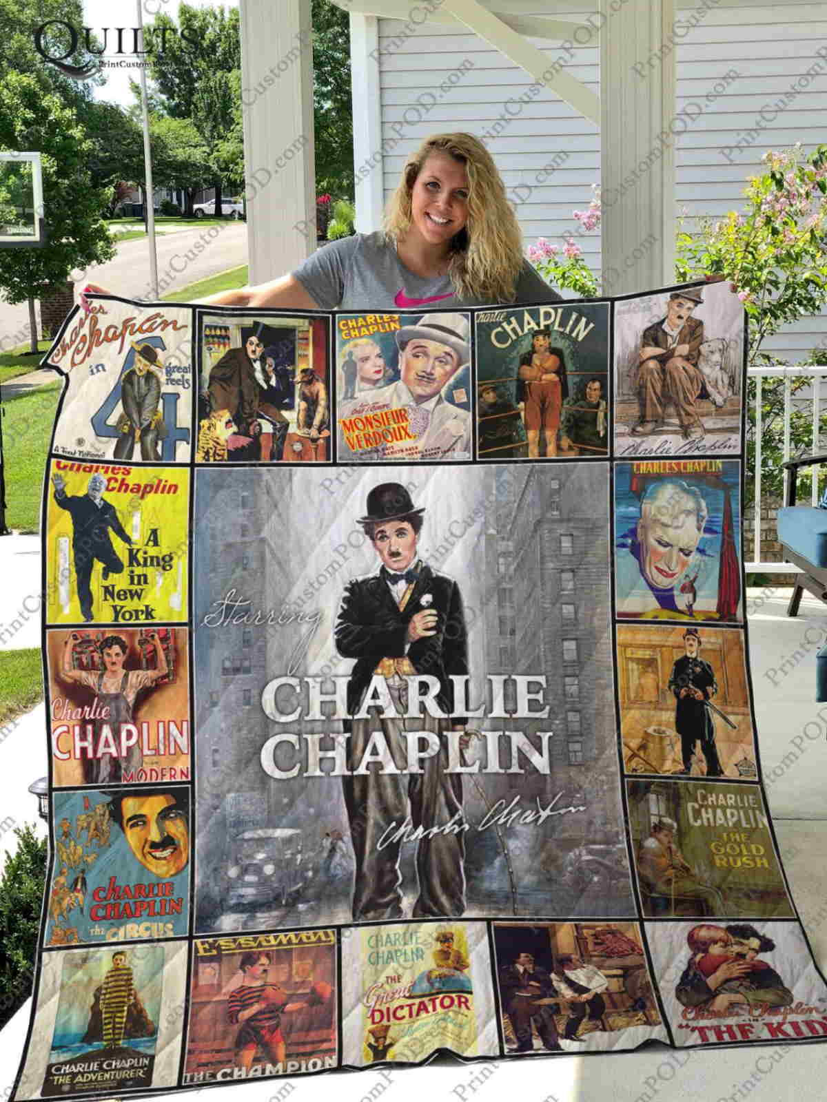 Charlie Chaplin 3D Quilt Blanket