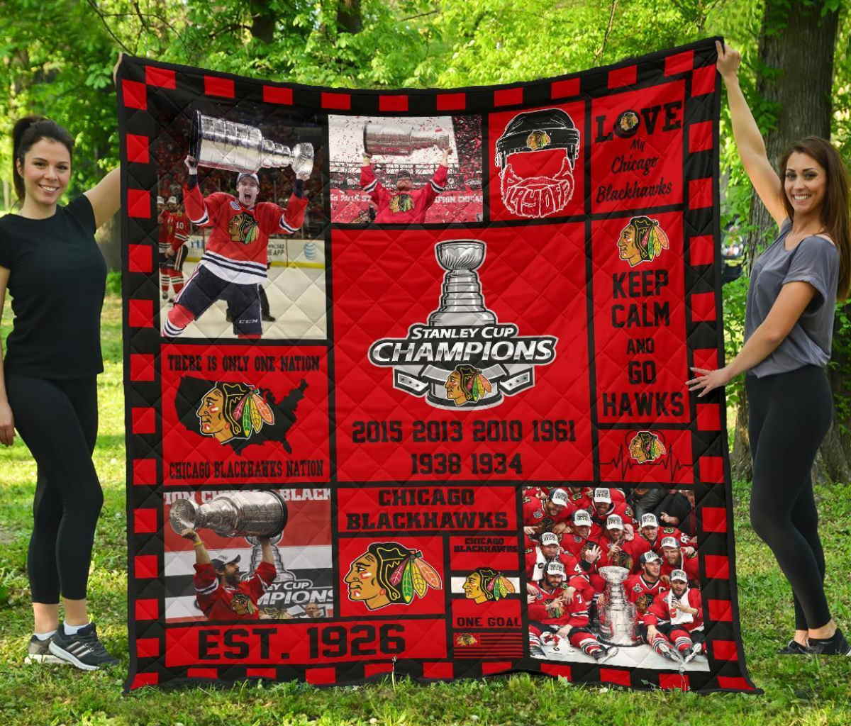 Chicago Blackhawks Hockey 3D Quilt Blanket