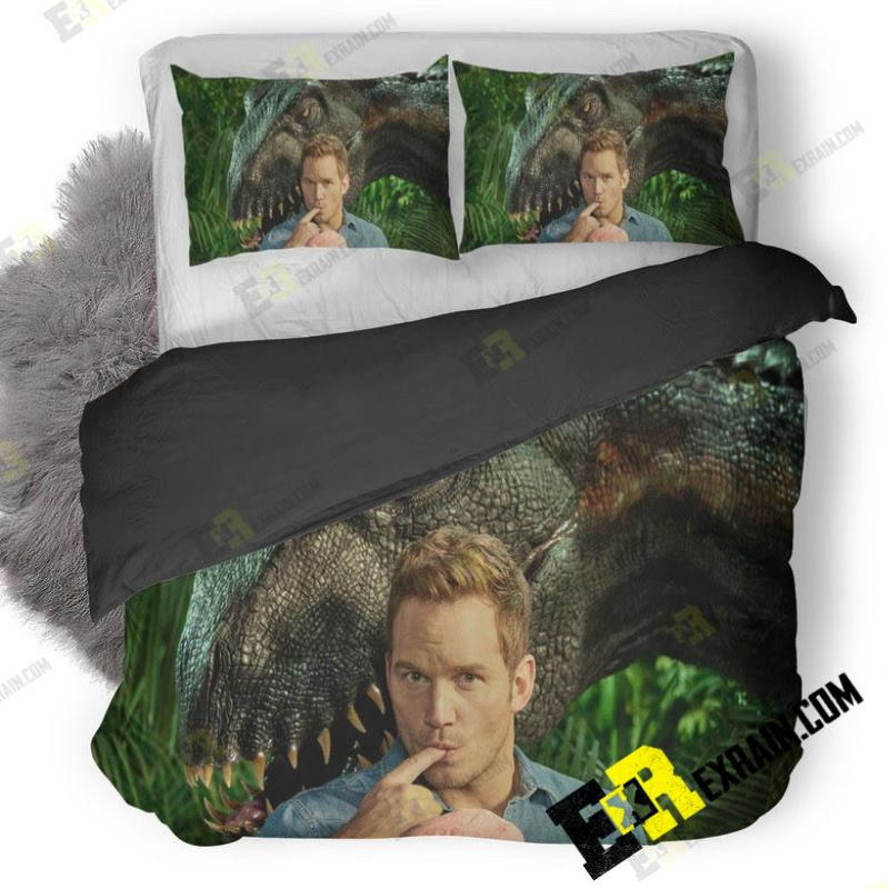 Chris Pratt With Indoraptor In Jurassic World Fallen Kingdom Entertainment Weekly Bedding Set