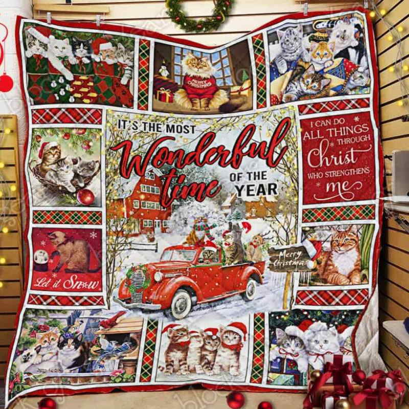 Christmas Cat Quilt Blanket