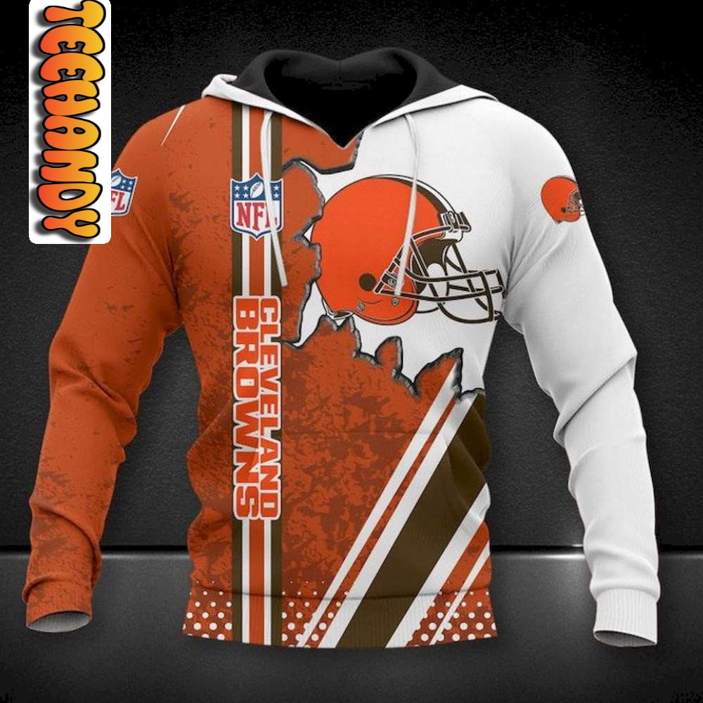 Cleveland Browns 3D Football NFL Hoodie