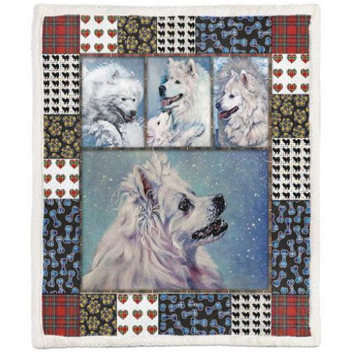 Cute Samoyed Pets Dog 3D Quilt Blanket