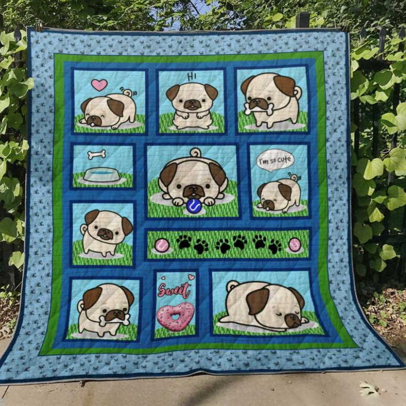 Cutiest Pug 3D Quilt Blanket