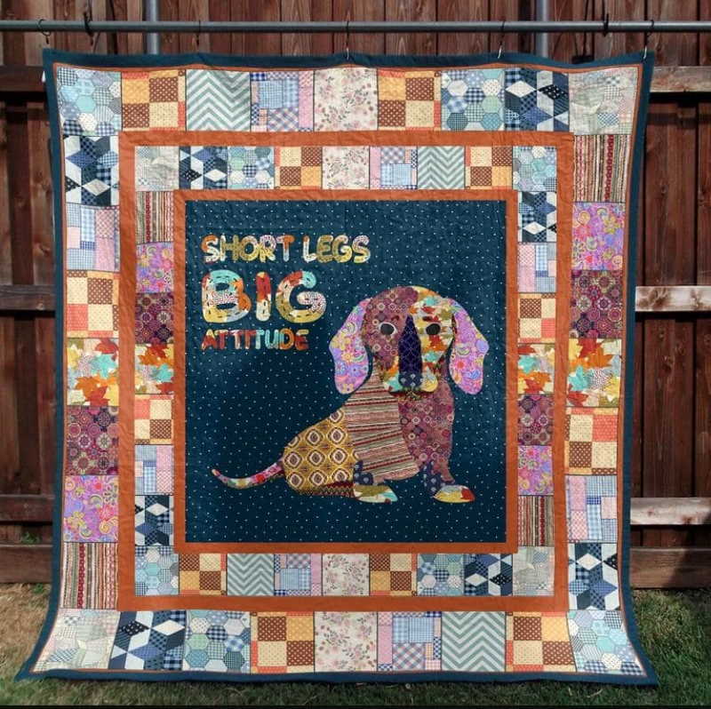 Dachshund Big Heart Quilt Blanket