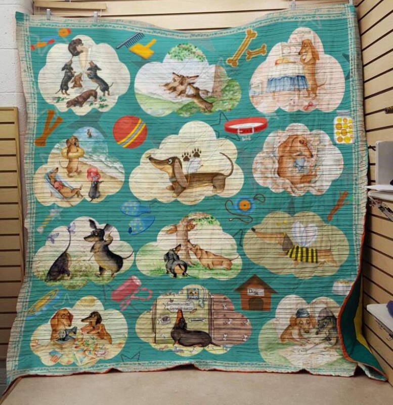 Dachshund Play 3D Quilt Blanket