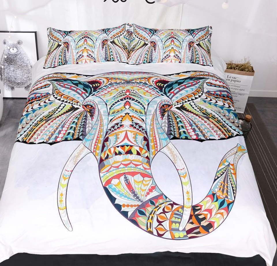 Default Colorful India Elephant 3D Bedding Set