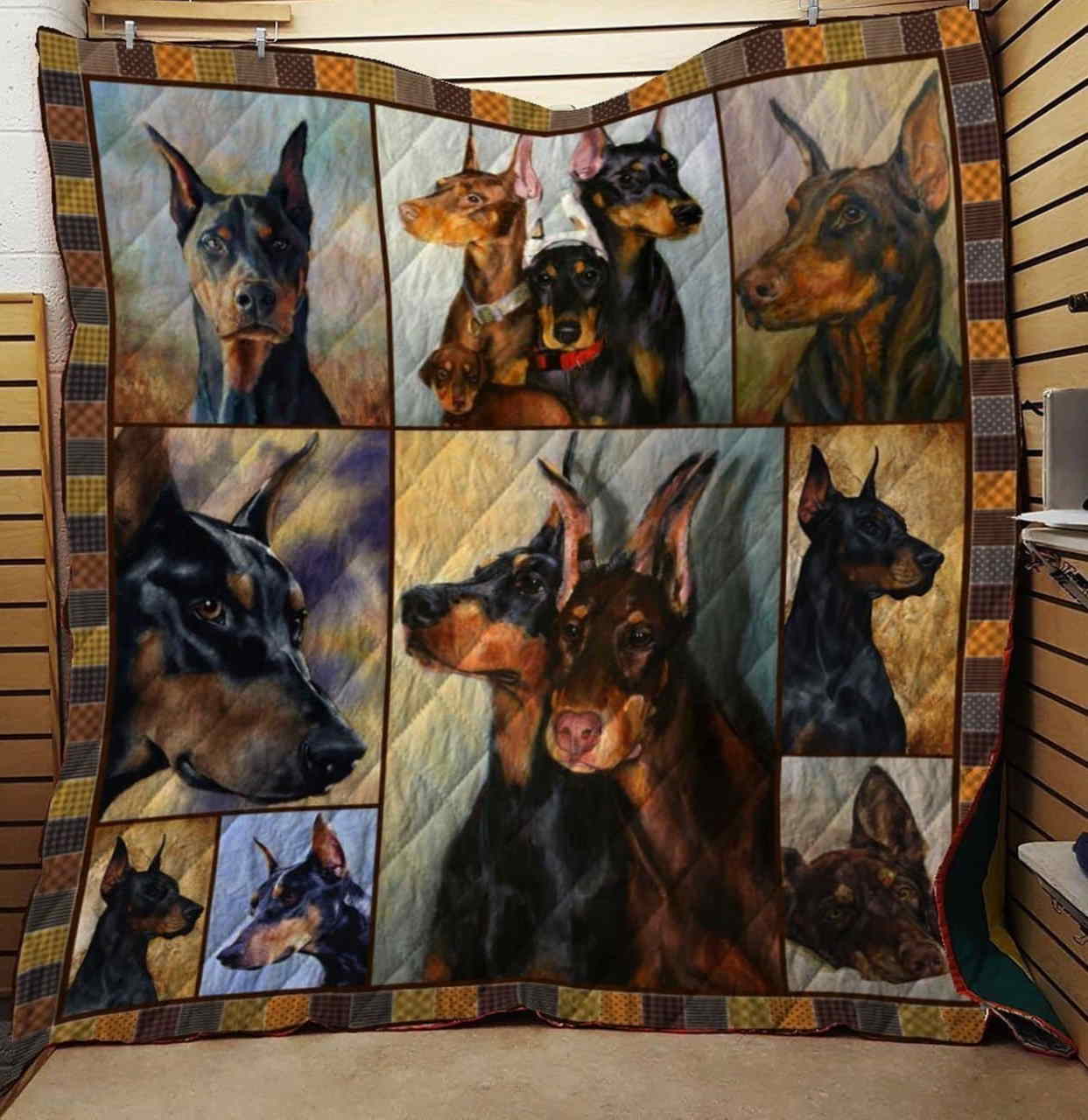 Doberman Because Of Love Quilt Blanket