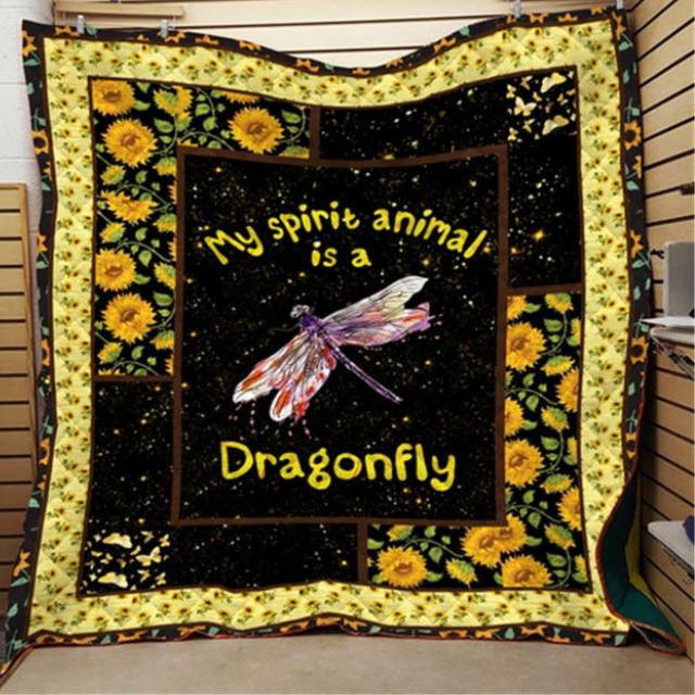 Dragonfly Happier Happier Happier Christmas 3D Quilt Blanket