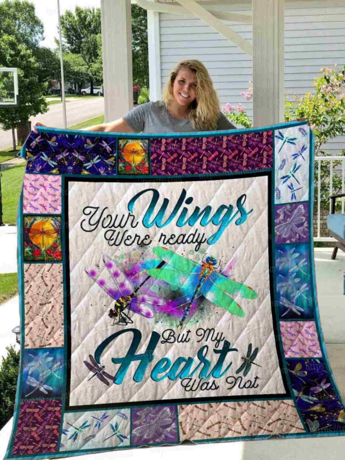 Dragonfly Wings Ready, Heart Not Yet Christmas Gift Quilt Blanket