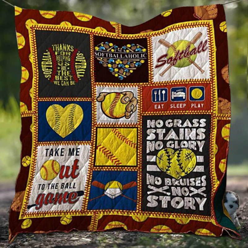 Eat Sleep Play Softball 3D Quilt Blanket