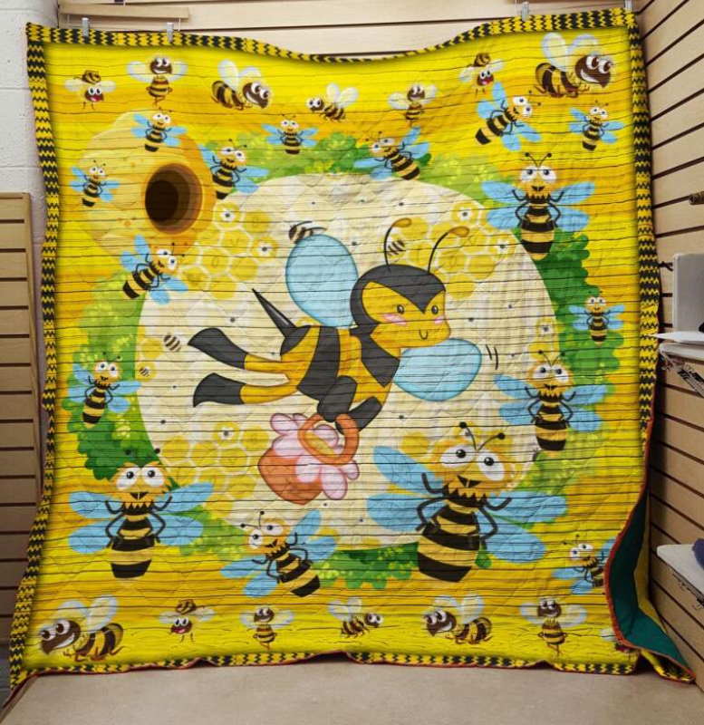 Family Bee Flower 3D Quilt Blanket