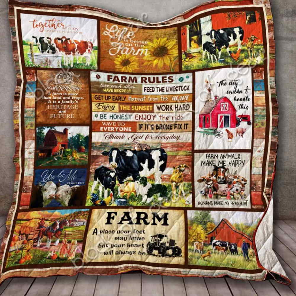 Farm Rules Quilt Blanket