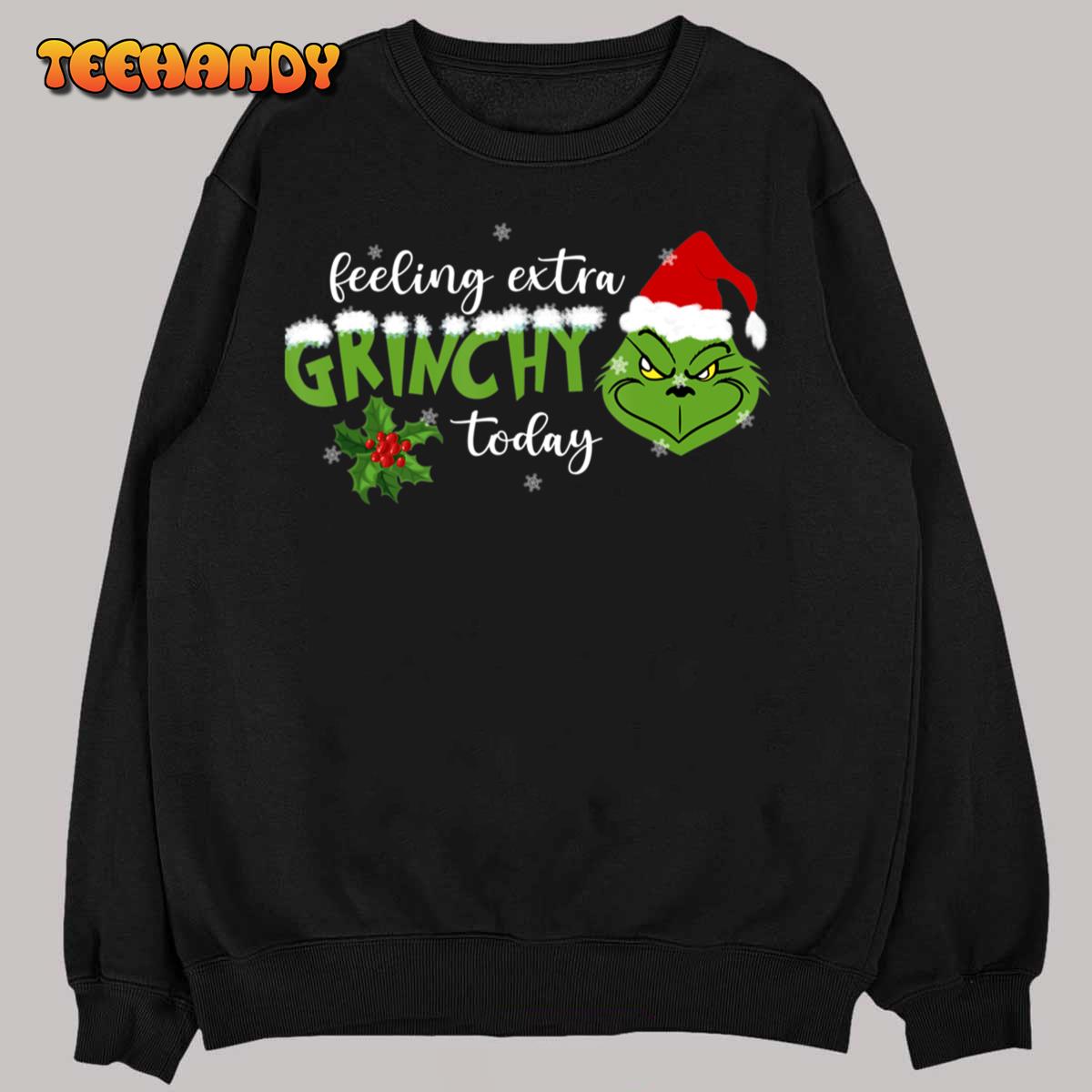 Feeling Extra Grinchy Today Christmas Lights Xmas Clothing T-Shirt