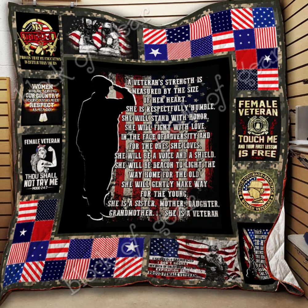 Female Veteran’S Strength Quilt Blanket