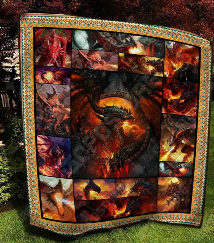 Fire Dragon Art Like 3D Quilt Blanket