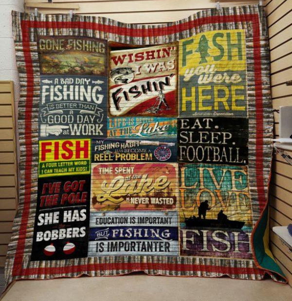 Fishing Fishyou Were Here 3D Quilt Blanket