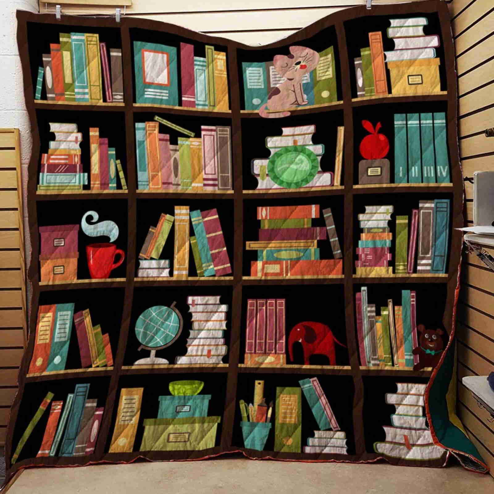 Flat Bookshelf 3D Quilt Blanket