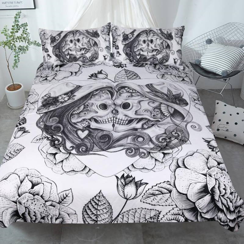 Floral Couplekull 3D Bedding Set