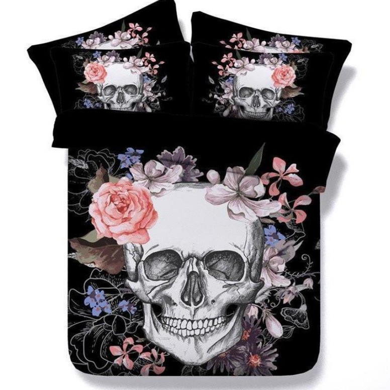 Floral Skull Bedding Set