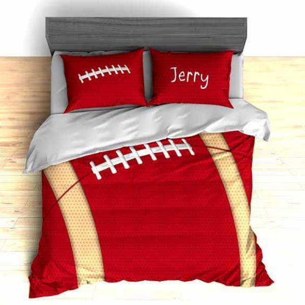 Football Team Colors Themed , S, Red And Metallic Gold Bedding Set