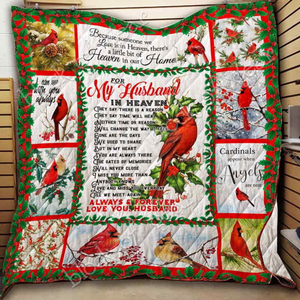 For My Husband In Heaven, Cardinal Quilt Blanket