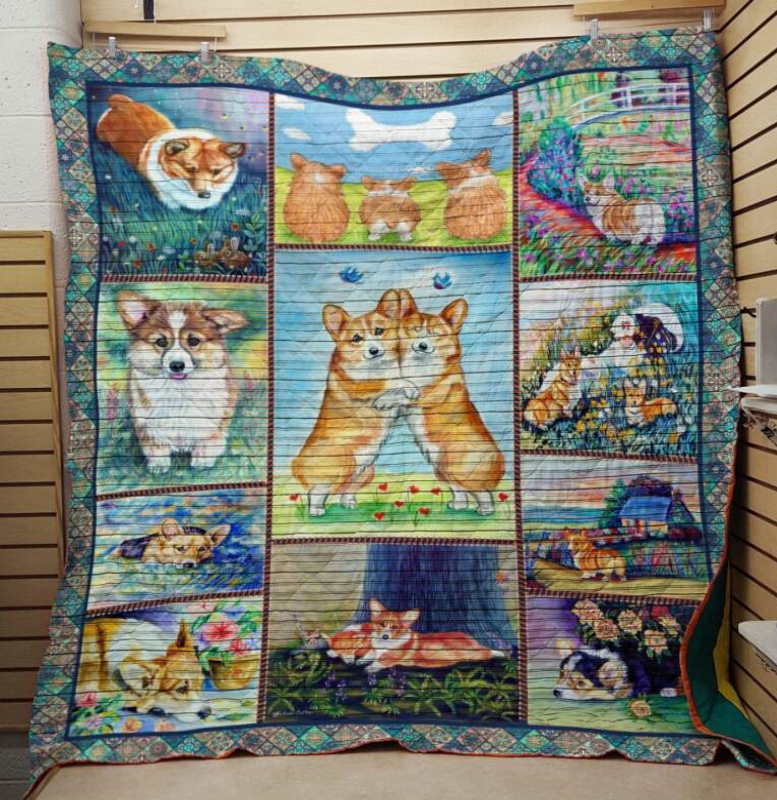 Friend Love Corgi 3D Quilt Blanket