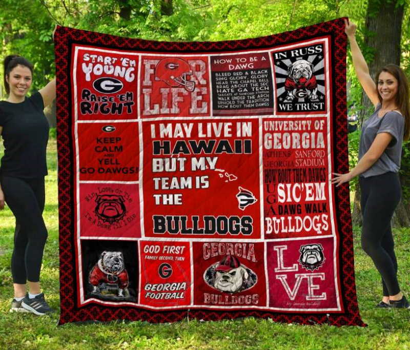 Georgia Bulldogs Hawaii 3D Quilt Blanket