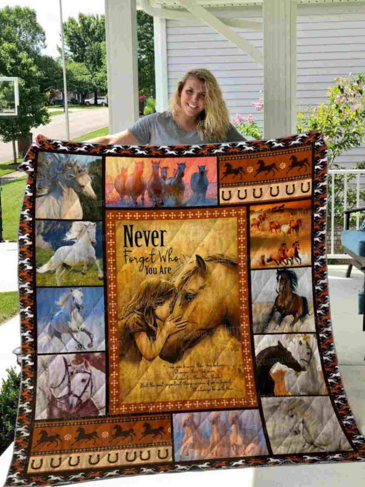 Girl Loves Horse Quilt Blanket