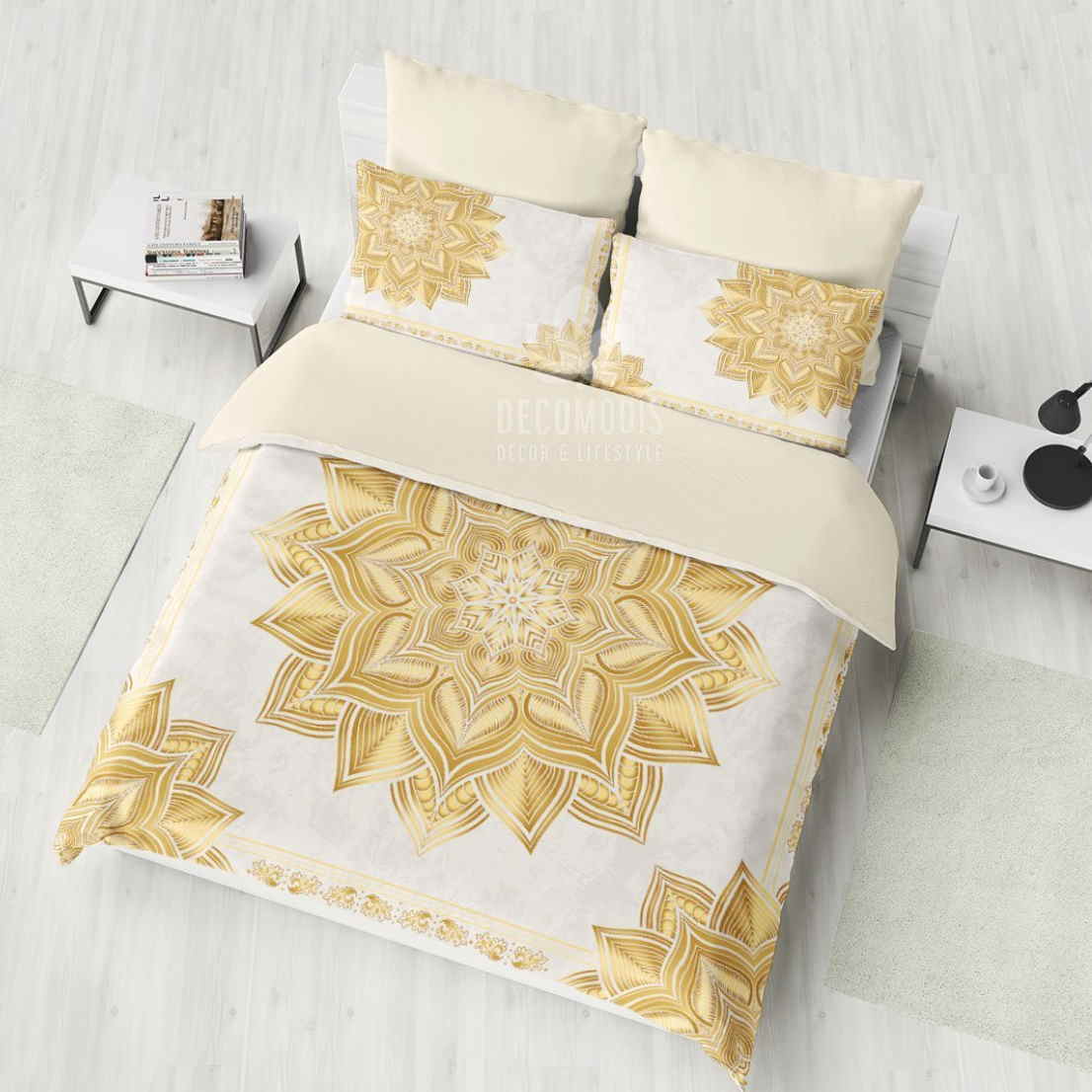 Golden Mandala , Bohemian , Boho Mandala , Indie Bedding Set