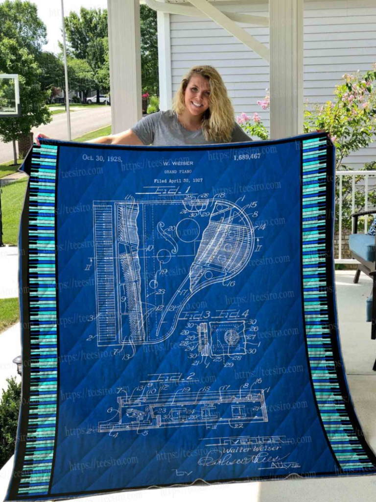 Grand Piano Patent Quilt Blanket