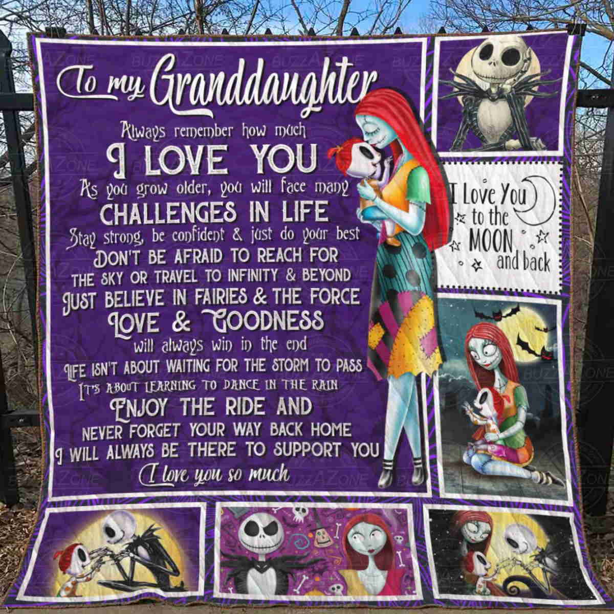 Granddaughter Will Always Be There To Support You The Nightmare Before Christmas Quilt Blanket