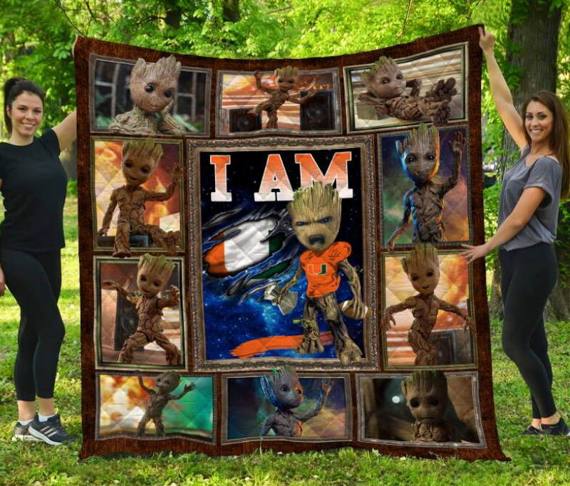 Groot Miami Hurricanes 3D Quilt Blanket