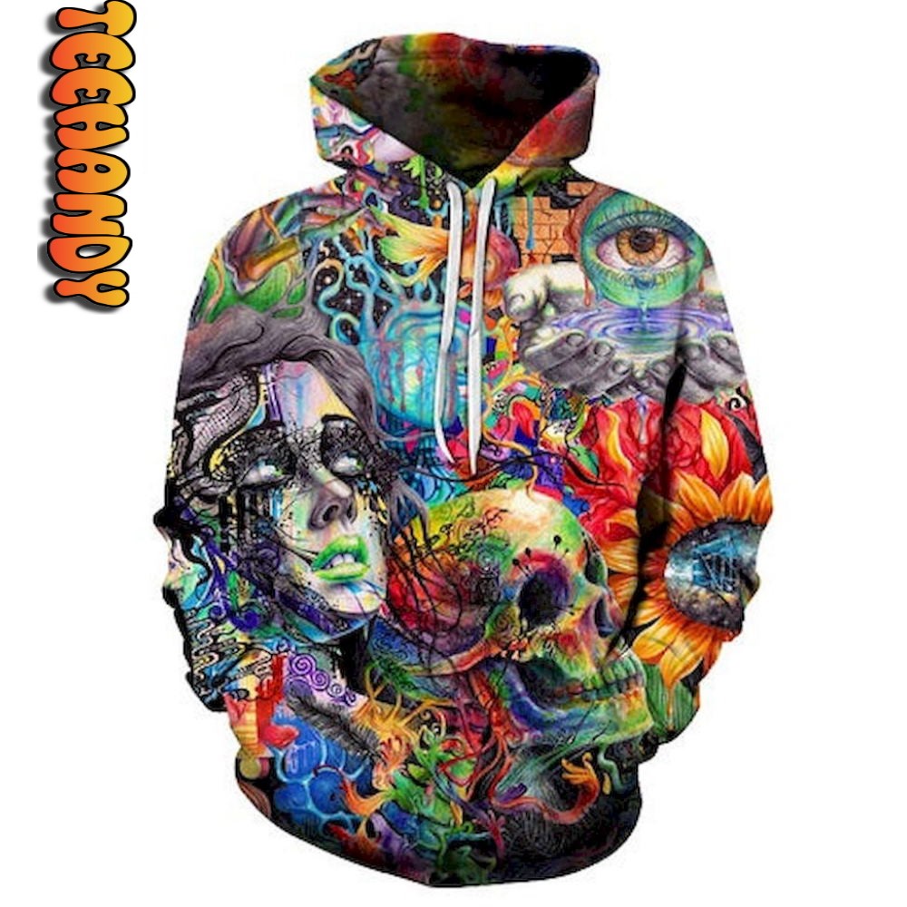 Hippie Skull Variety 3D Hoodie