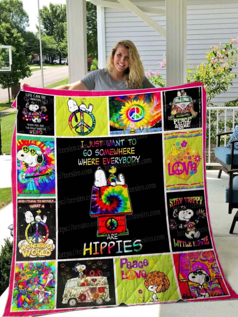 Hippie snoopy Quilt Blanket