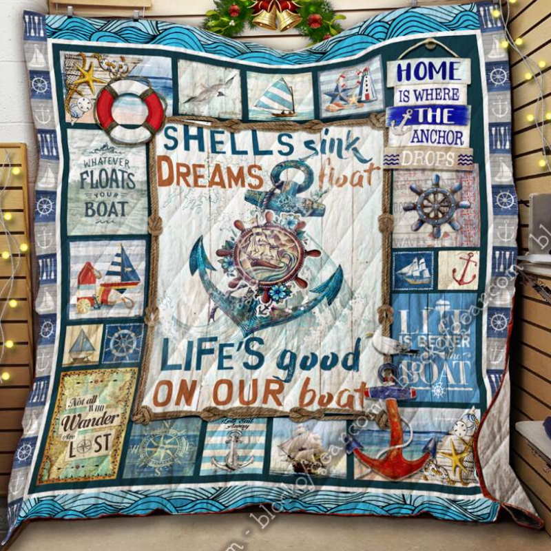 Home Is Where The Anchor Drops, Boating Quilt Blanket