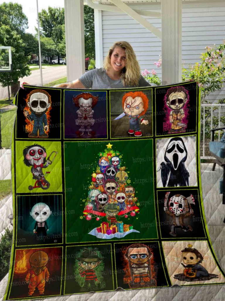 Horror Christmas Tree Quilt Blanket