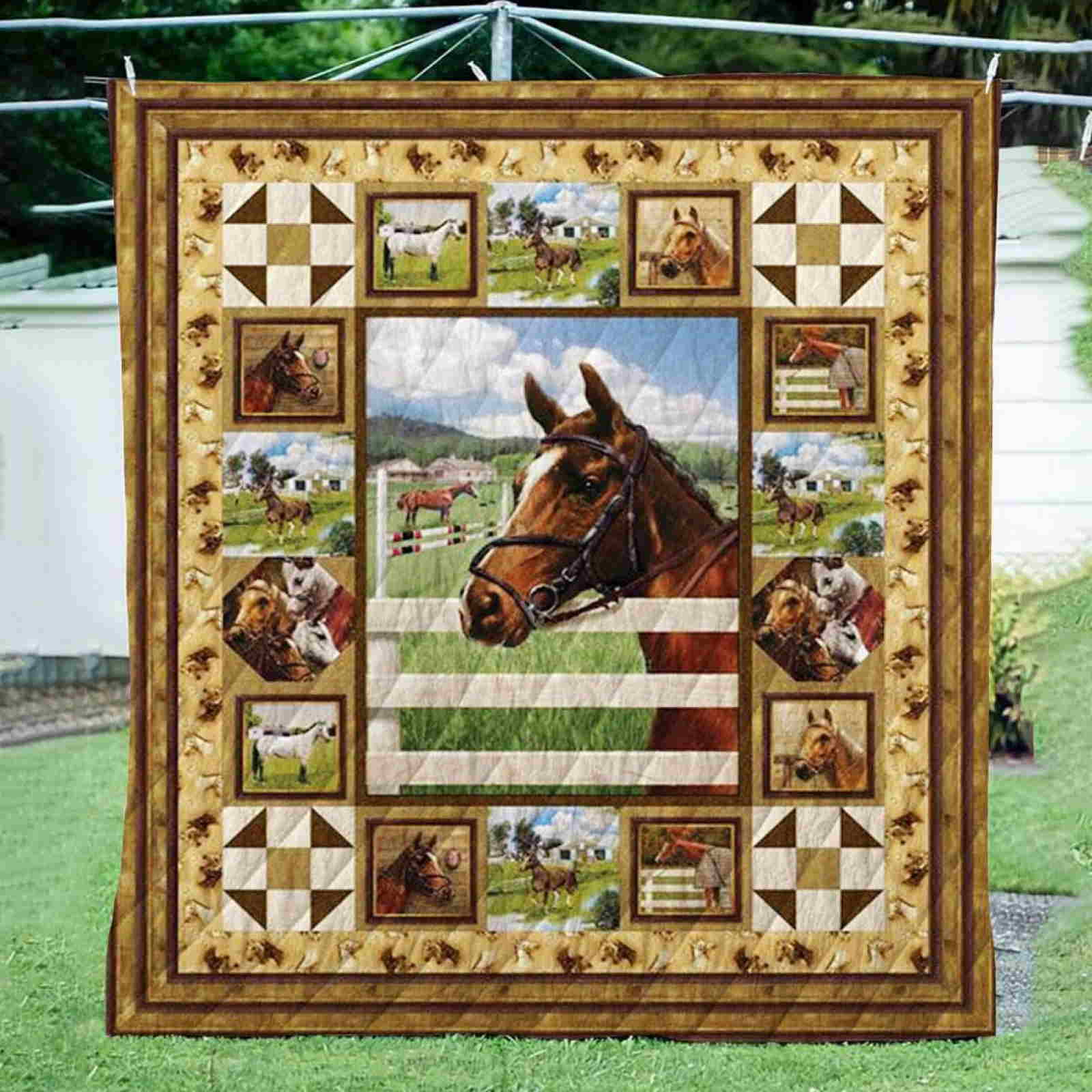 Horse 3D All Over Printed Quilt Blanket