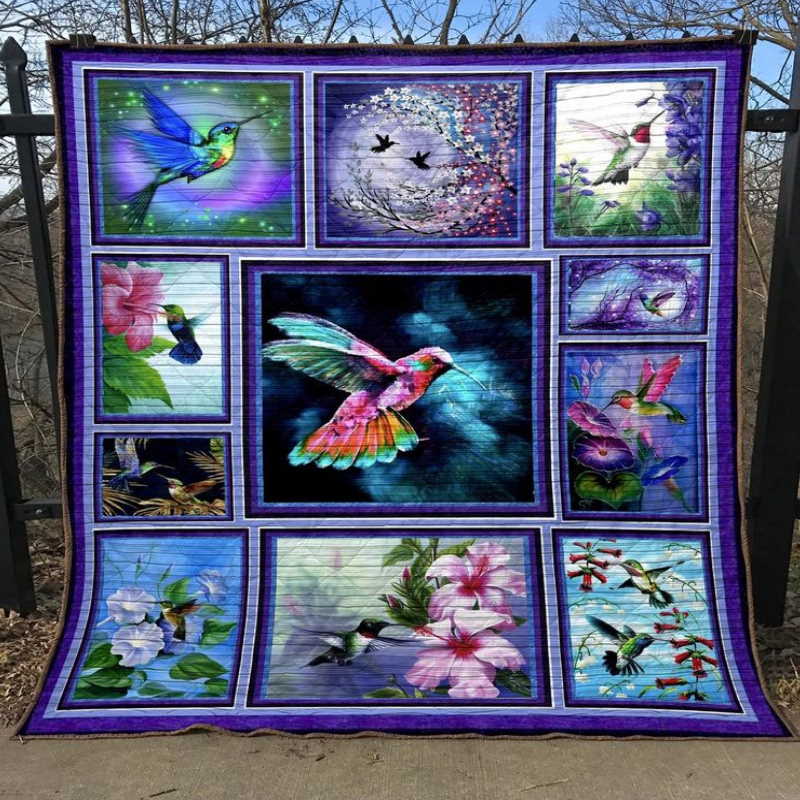 Hummingbird Beautiful 3D Quilt Blanket