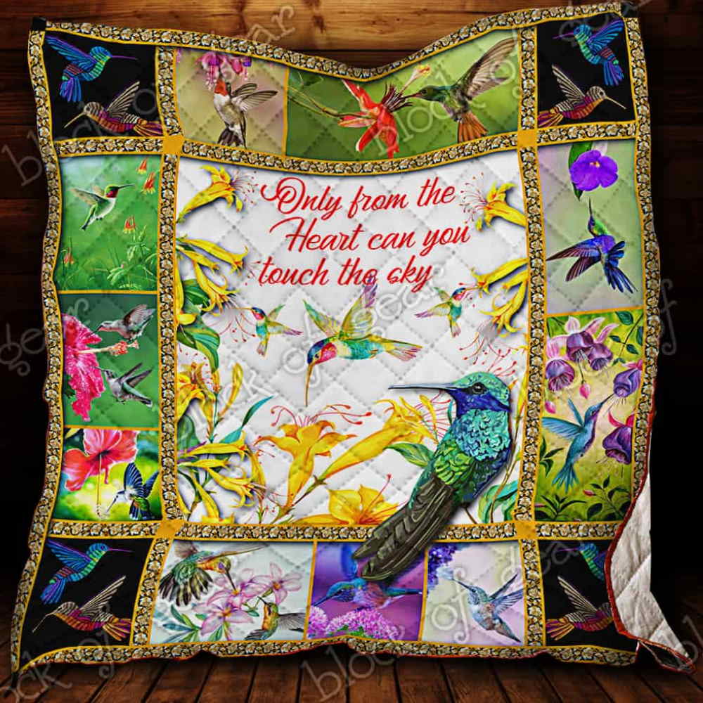 Hummingbird, Only From The Heart Can You Touch The Sky Quilt Blanket