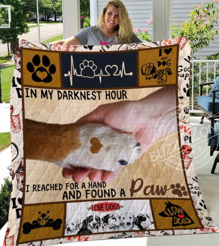 I Reached For Hand And Found Paw Vv_ Dog Quilt Blanket